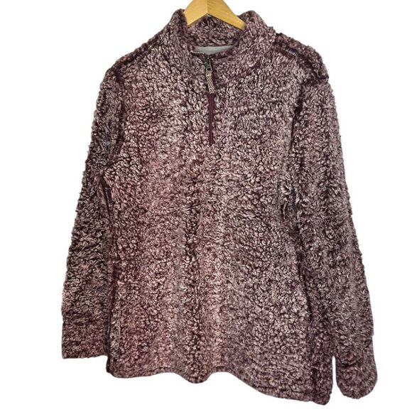 Weatherproof Women's L 1/4 Zip Teddy Fleece Pullover Maroon Mauve‎ Cozy Winter - Picture 1 of 8
